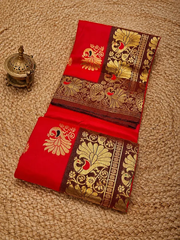Mihira_Peshwai_Paithani_Silk_Handloom_Saree_Tomato_Red