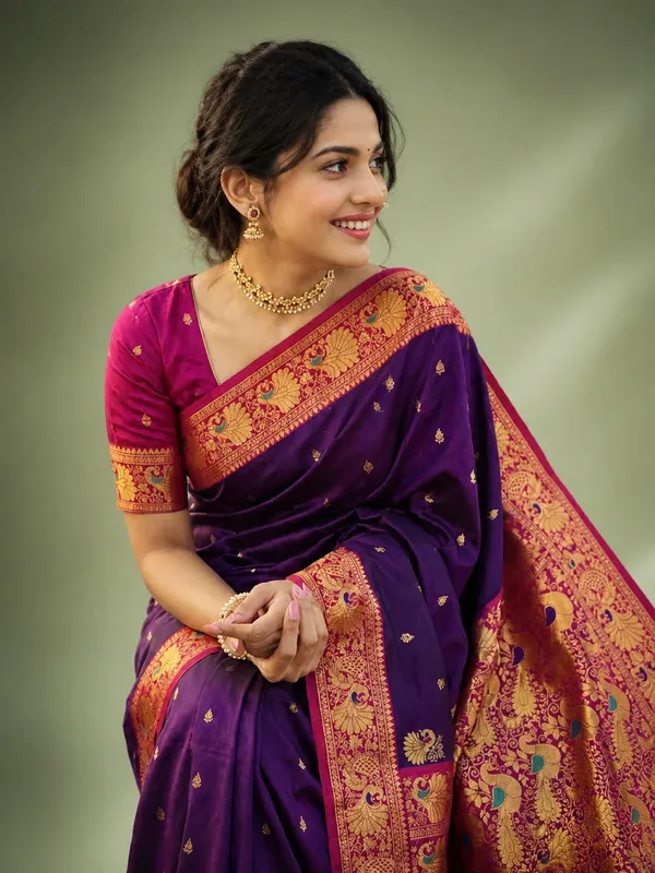 Mihira_Peshwai_Paithani_Silk_Handloom_Saree_Deep_Violet