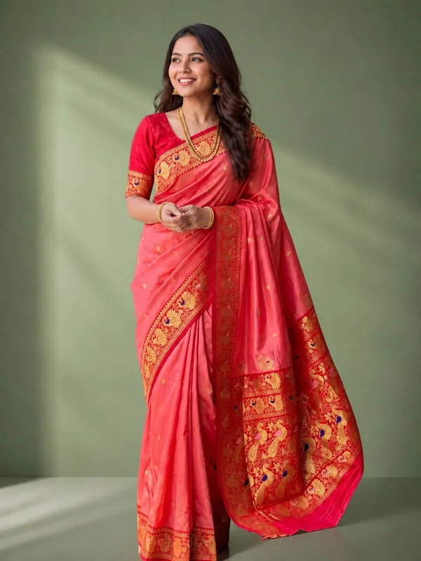 Mihira_Peshwai_Paithani_Silk_Handloom_Saree_Rose_Pink