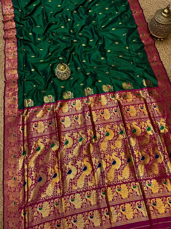 Mihira_Peshwai_Paithani_Silk_Handloom_Saree_Emerald_Green