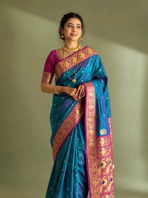 Mihira_Peshwai_Paithani_Silk_Handloom_Saree_Deep_Teal