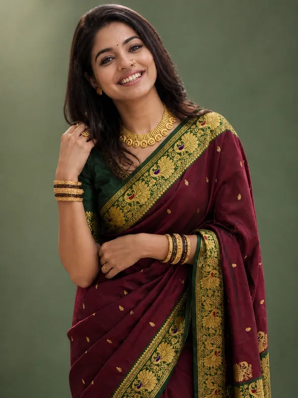 Mihira_Peshwai_Paithani_Silk_Handloom_Saree_Rich_Maroon