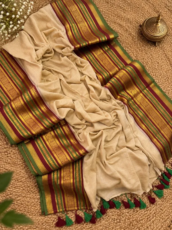 Rajsi_Rang_Mul_Cotton_Kanchi_Border_Saree_Beige