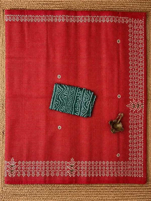 Ghoomar_Kota_Doria_Gota_Patti_Saree_Crimson_Red