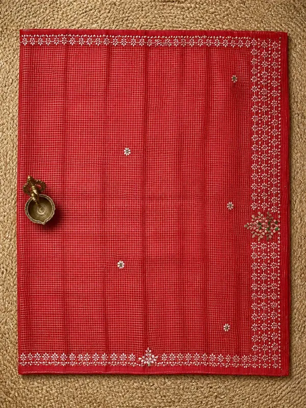 Ghoomar_Kota_Doria_Gota_Patti_Saree_Crimson_Red