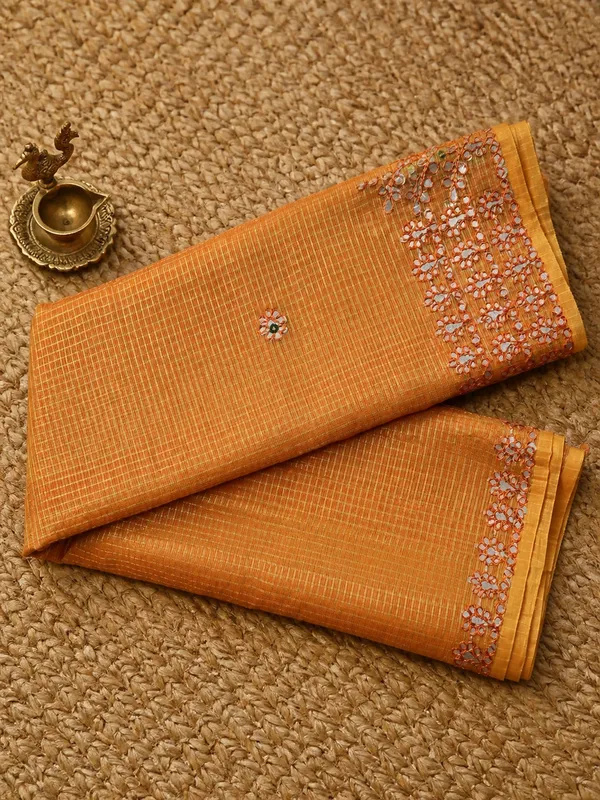 Ghoomar_Kota_Doria_Gota_Patti_Saree_Warm_Orange