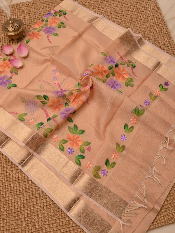 Rangini_Kota_Doria_Semi_Silk_Hand-Painted_Saree_Soft_Peach