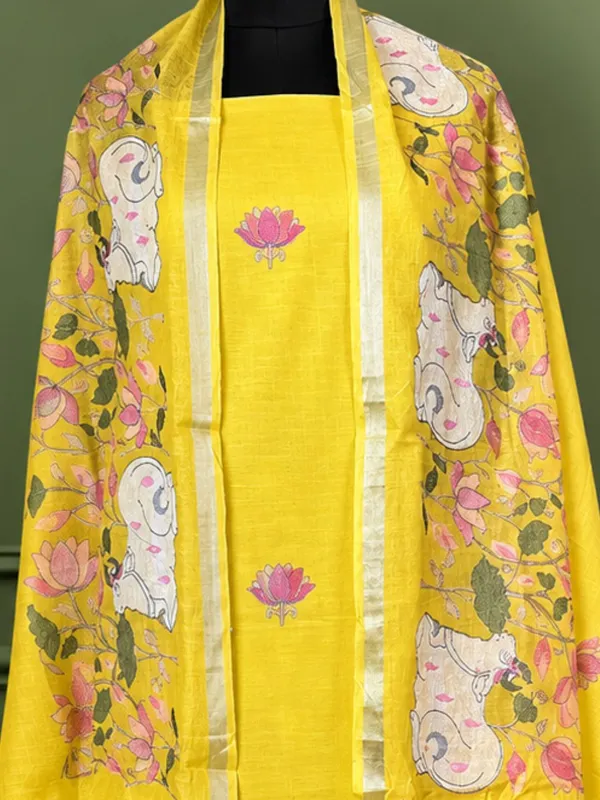 Gulshan_Pure_Linen_Embroidered_Suit_(T+B+D)_Bright_Yellow