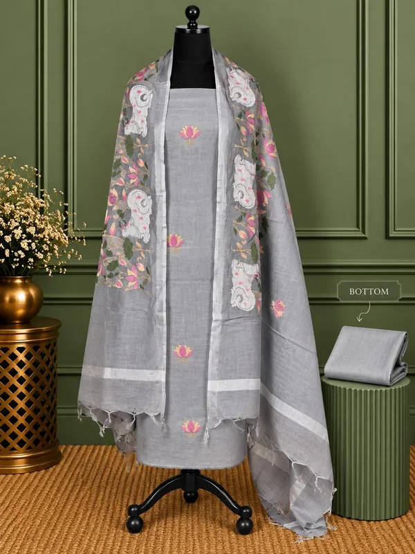 Gulshan_Pure_Linen_Embroidered_Suit_(T+B+D)_Light_Gray