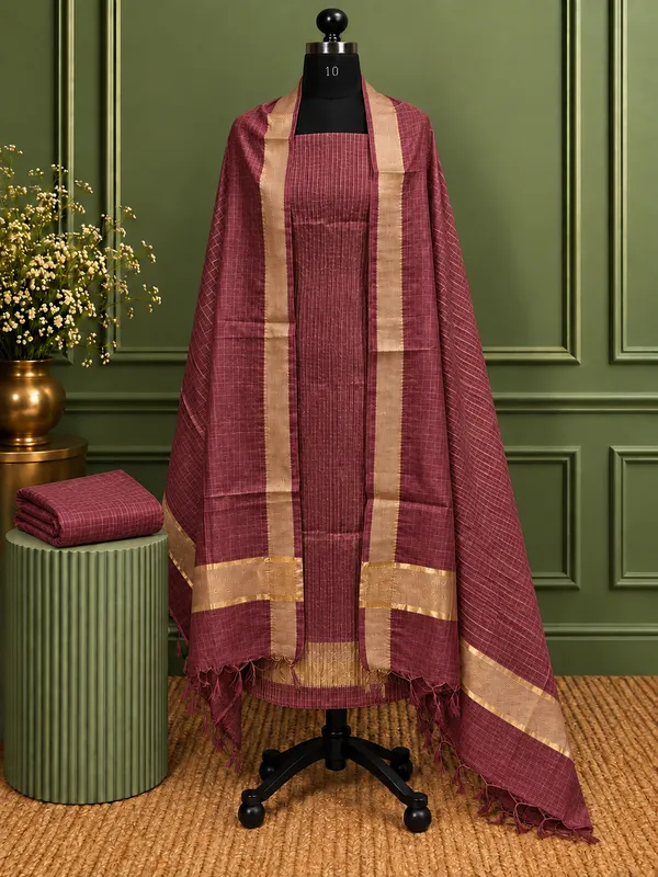Zari_Roop_Kota_Silk_Zari_Woven_Suit_Set_Deep_Maroon