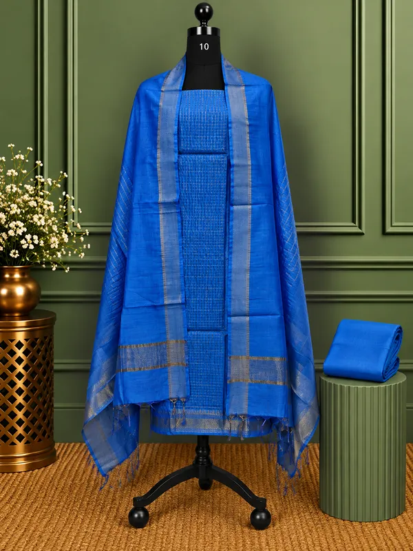 Zari_Roop_Kota_Silk_Zari_Woven_Suit_Set_Royal_Blue