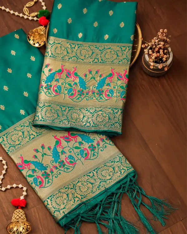 Noor-e-Banaras_Lichi_Silk_Brocade_Teal_Blue_Suit