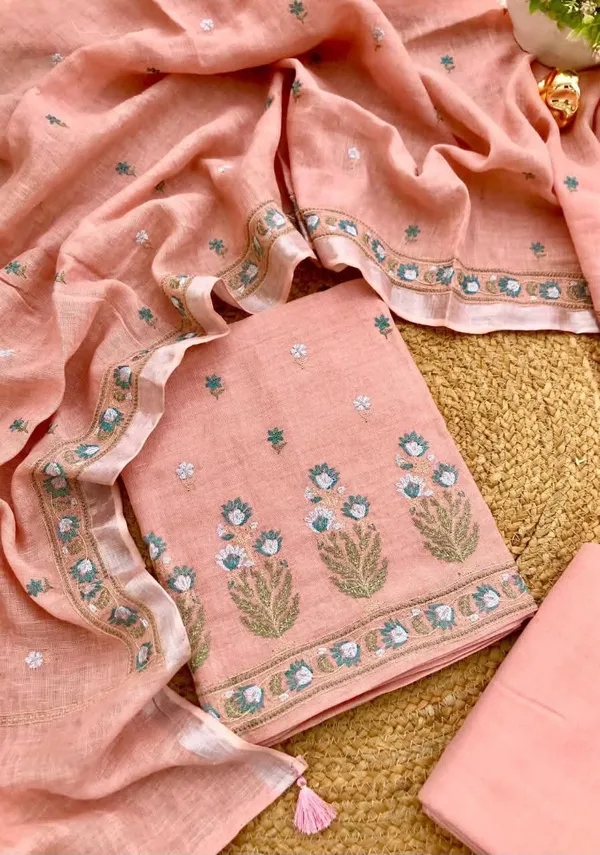 Gulmohar_Peach_Pure_Linen_Embroidered_Suit_Piece