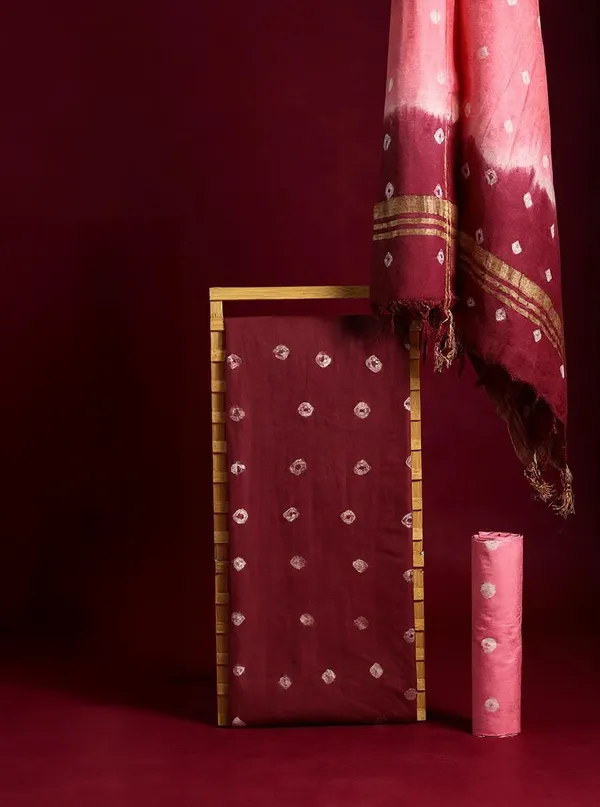 Katan_Silk_Maroon_&_Pink_Bandhani_Ombre_Suit