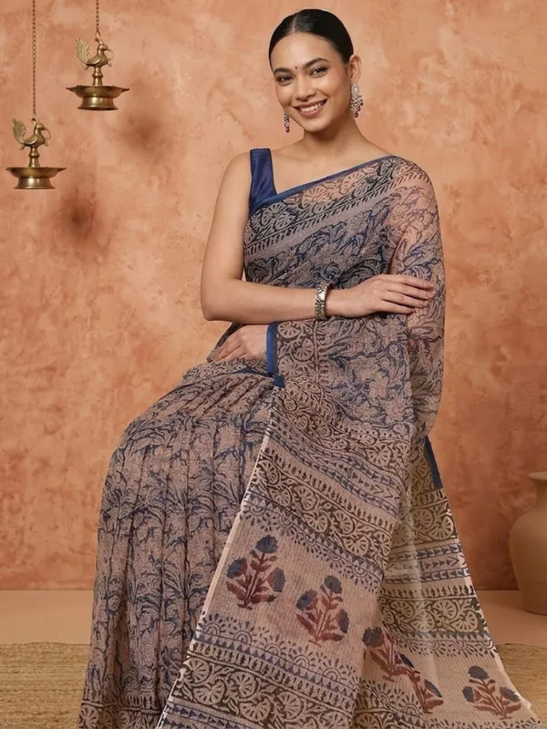 Rangmaati_Kota_Doria_Hand_Block_Print_Elegant_Saree