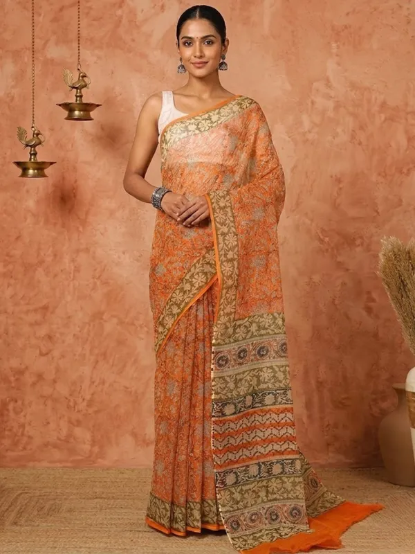 Rangmaati_Kota_Doria_Hand_Block_Print_Calm_Saree