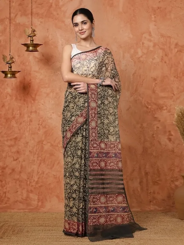Rangmaati_Kota_Doria_Hand_Block_Print_Chic_Saree