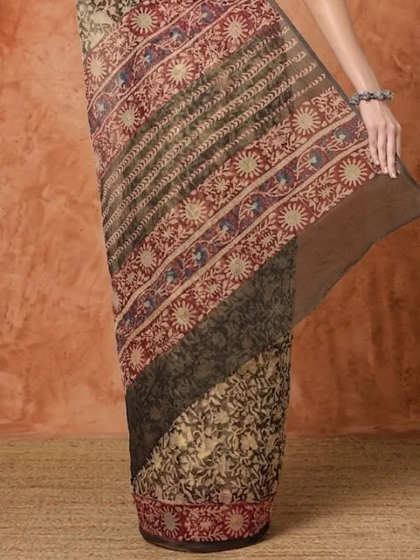 Rangmaati_Kota_Doria_Hand_Block_Print_Chic_Saree