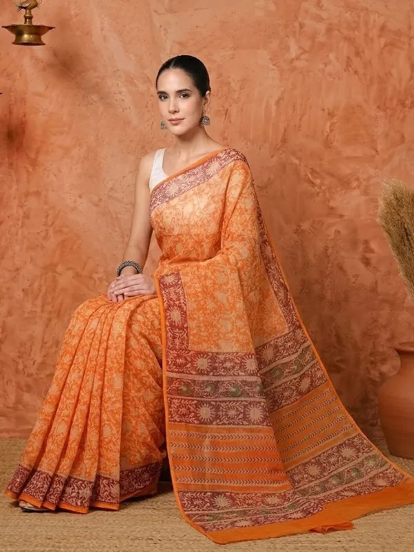 Rangmaati_Kota_Doria_Hand_Block_Print_Dynamic_Saree