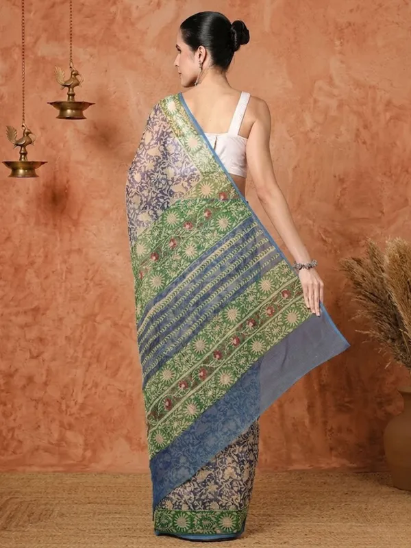 Rangmaati_Kota_Doria_Hand_Block_Print_Muted_Saree