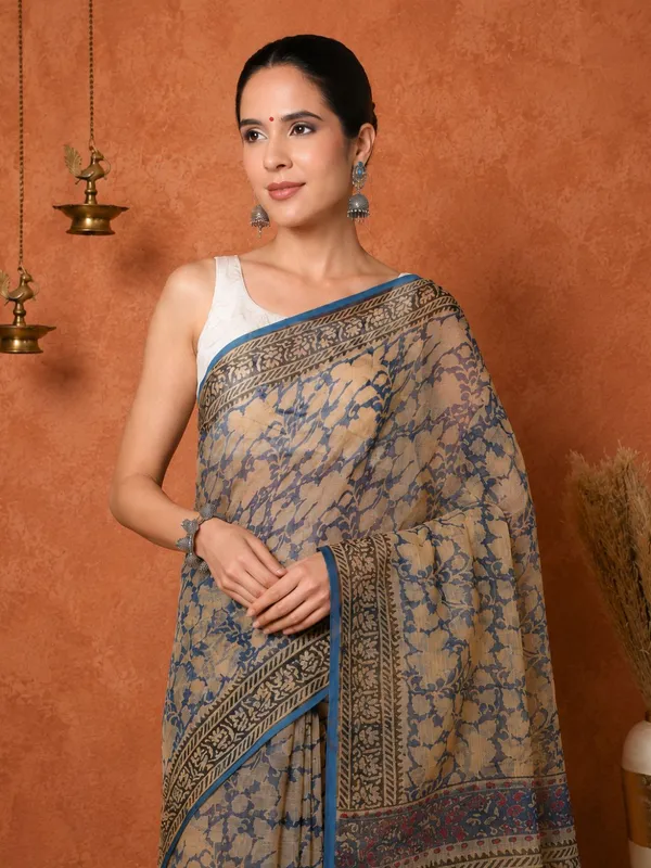 Rangmaati_Kota_Doria_Hand_Block_Print_Soothing_Saree