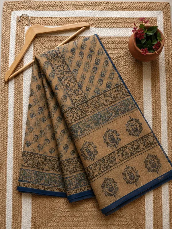 Rangmaati_Kota_Doria_Hand_Block_Print_Earthy_Saree