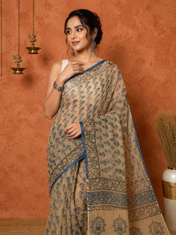 Rangmaati_Kota_Doria_Hand_Block_Print_Earthy_Saree