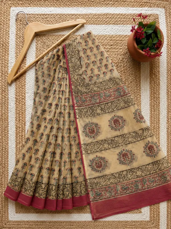 Rangmaati_Kota_Doria_Hand_Block_Print_Subtle_Saree