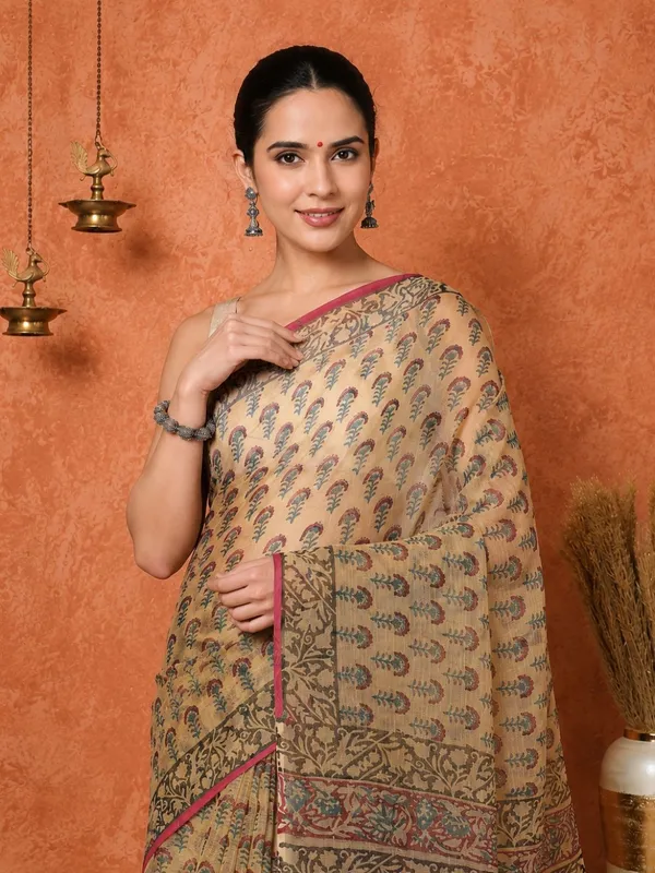 Rangmaati_Kota_Doria_Hand_Block_Print_Subtle_Saree
