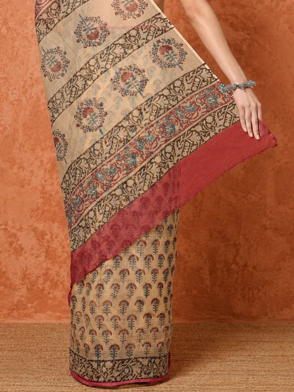Rangmaati_Kota_Doria_Hand_Block_Print_Subtle_Saree