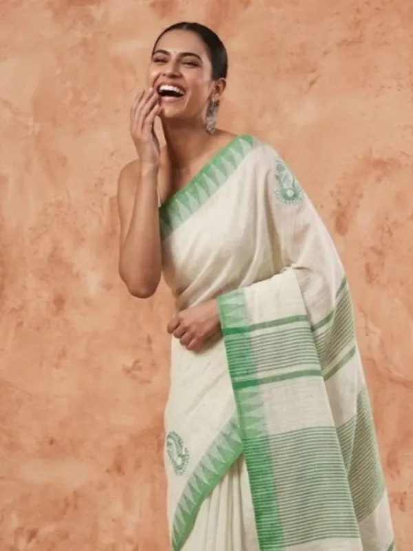 Prakriti_Kora_Silk_Embroidered_Saree_White_&_Green