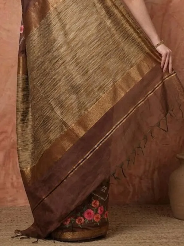 Dhaaga_Roop_Kota_Silk_Ghicha_Stripe_Saree_Brown