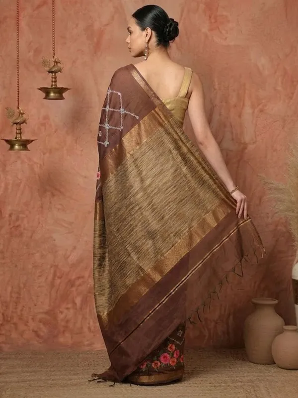 Dhaaga_Roop_Kota_Silk_Ghicha_Stripe_Saree_Brown