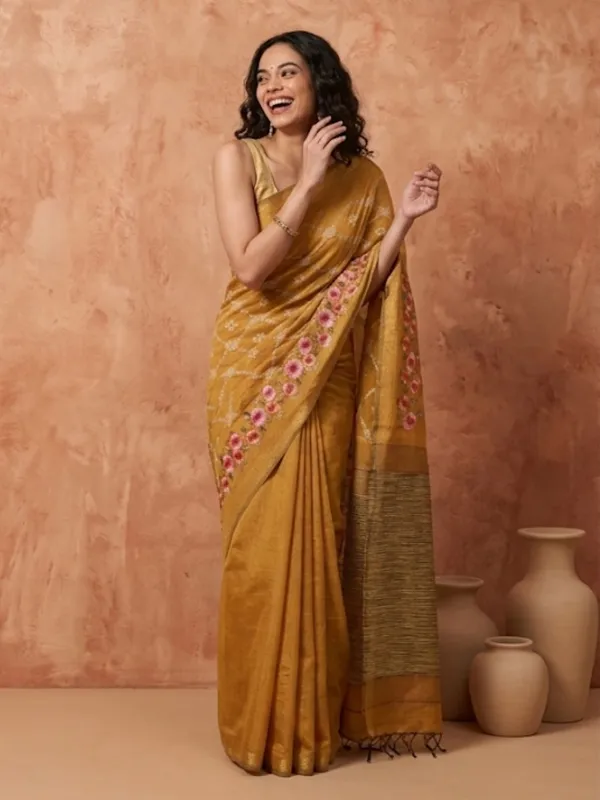 Dhaaga_Roop_Kota_Silk_Ghicha_Stripe_Saree_Mustard_Yellow