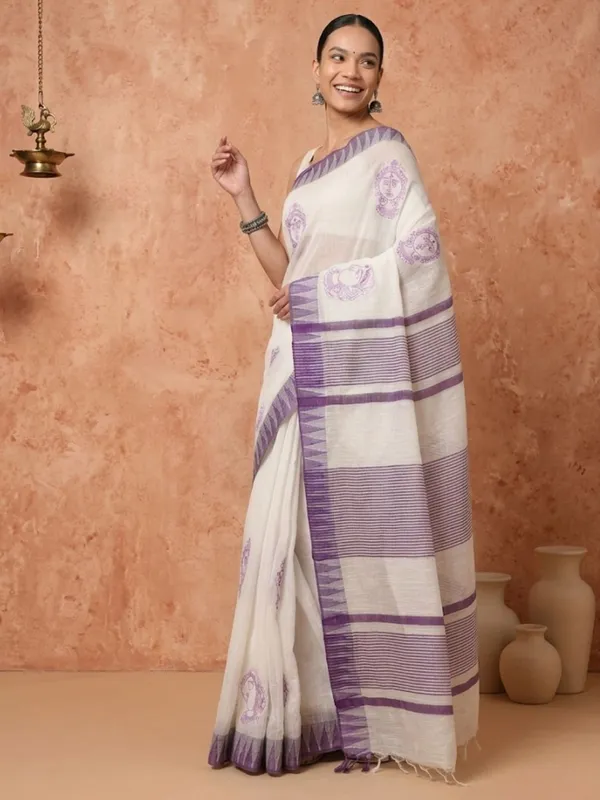 Prakriti_Kora_Silk_Embroidered_Saree_White_&_Blue