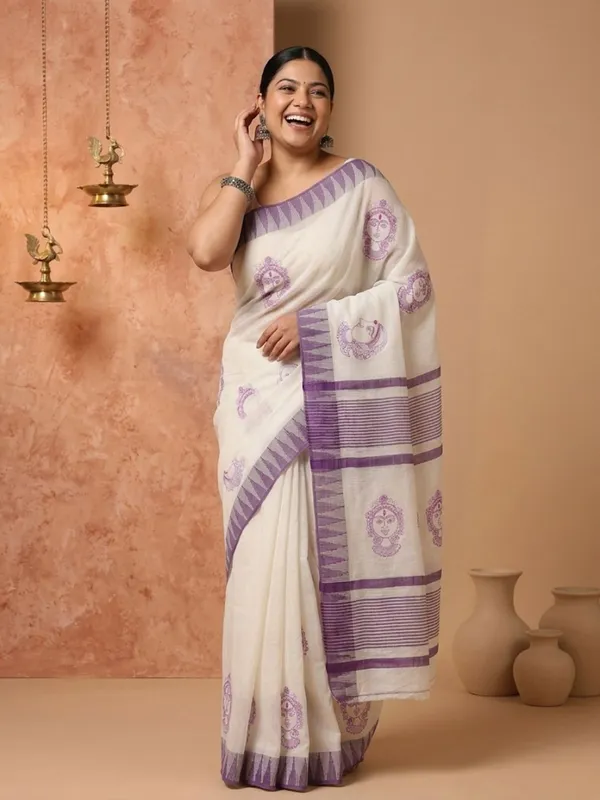 Prakriti_Kora_Silk_Embroidered_Saree_White_&_Blue