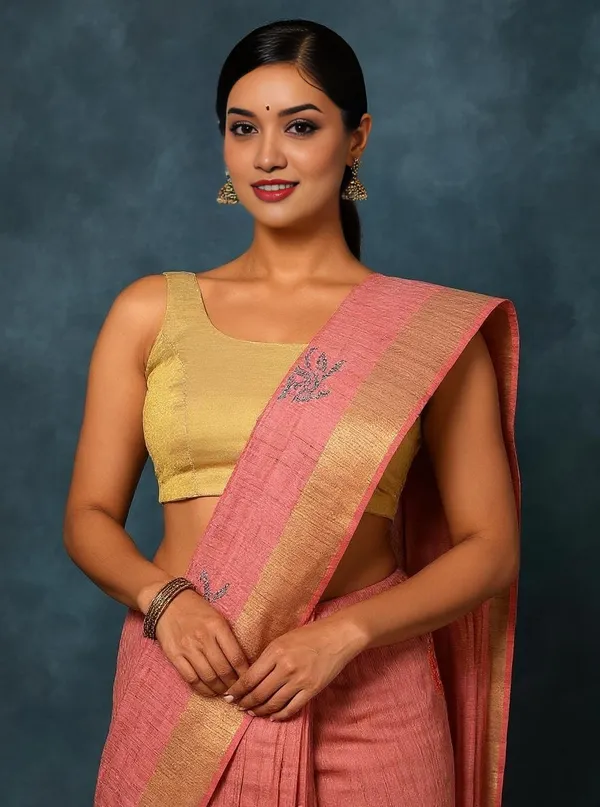 Rangini_Banswara_Cotton_Silk_Saree_Coral_Pink