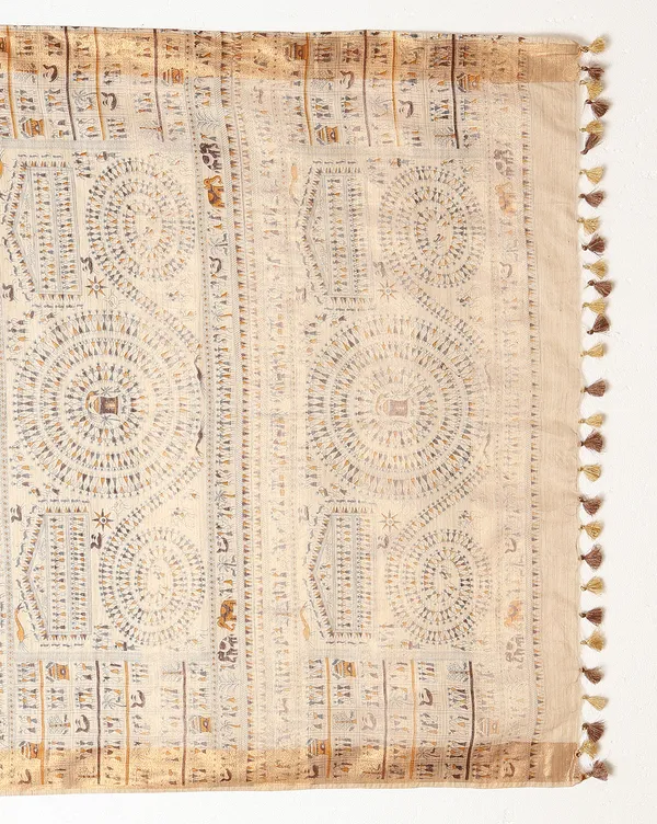Rangini_Madhubani_Banswara_Cotton_Silk_Saree_Regal_Beige
