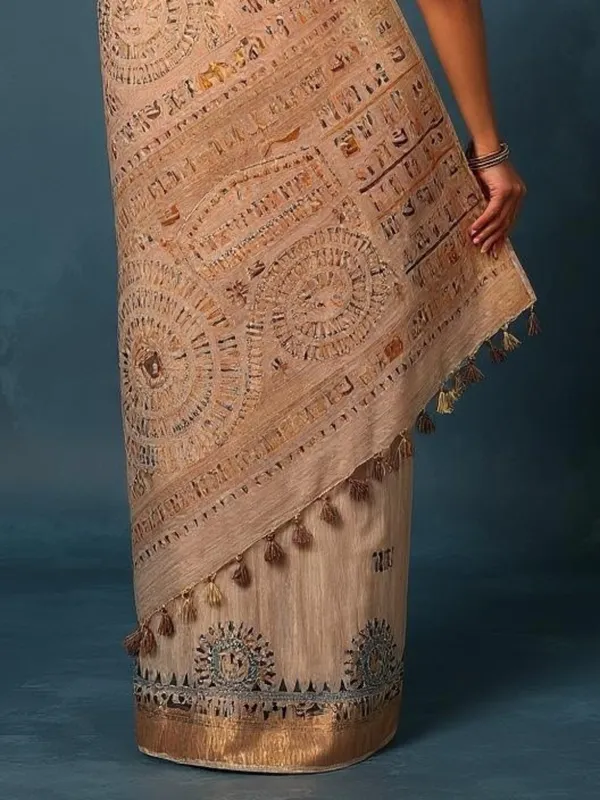 Rangini_Madhubani_Banswara_Cotton_Silk_Saree_Regal_Beige
