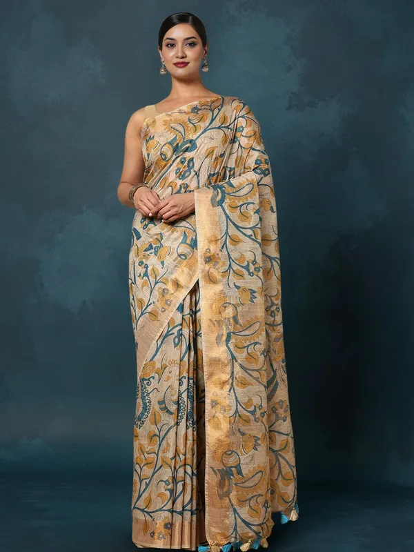 Rangini_Madhubani_Banswara_Cotton_Silk_Saree_Soft_Beige