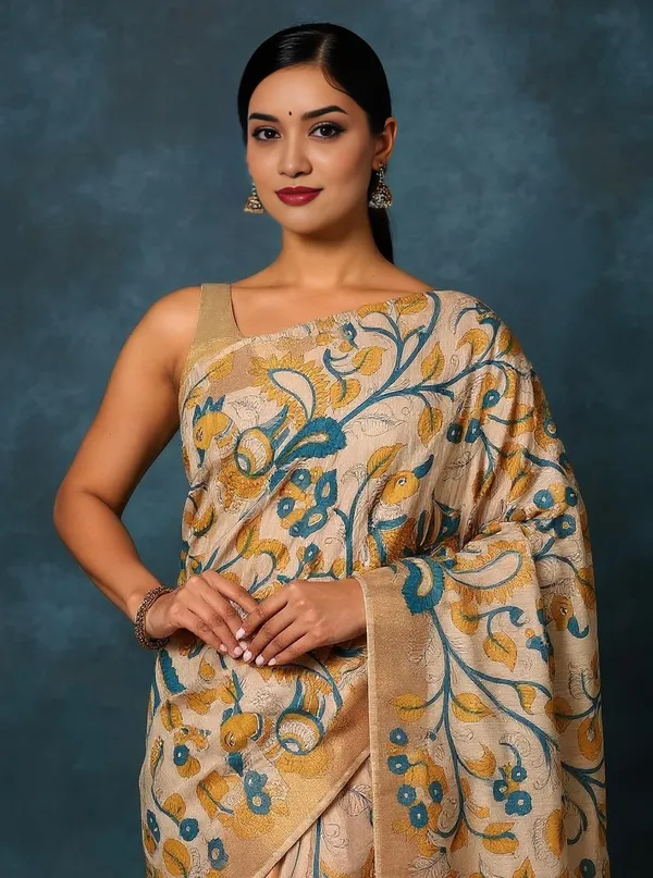 Rangini_Madhubani_Banswara_Cotton_Silk_Saree_Soft_Beige