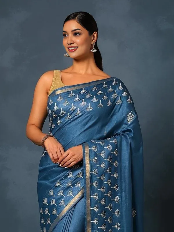 Nargis_Ki_Roshini_Katan_Silk_Blockprint_Saree_Steel_Blue