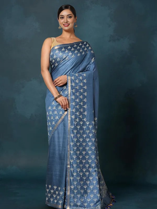 Nargis_Ki_Roshini_Katan_Silk_Blockprint_Saree_Steel_Blue