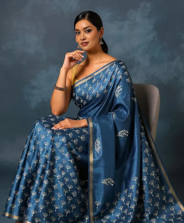 Nargis_Ki_Roshini_Katan_Silk_Blockprint_Saree_Steel_Blue