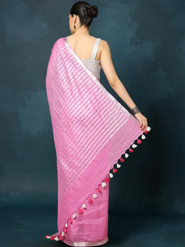 Gulmohar_Pure_Linen_Hand_Embroidered_Saree_Soft_Pink