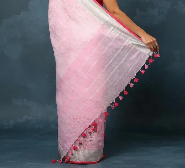 Gulmohar_Pure_Linen_Embroidered_Saree_Pale_Pink