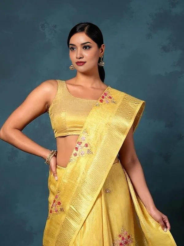Shiromani_Tissue_Linen_Mustard_Yellow_Embroidery_Saree