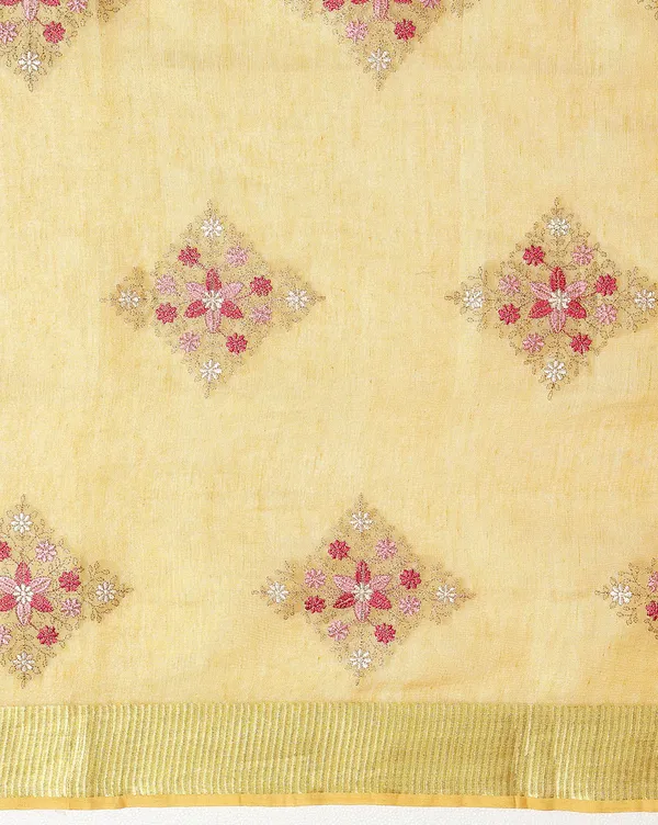 Shiromani_Tissue_Linen_Mustard_Yellow_Embroidery_Saree