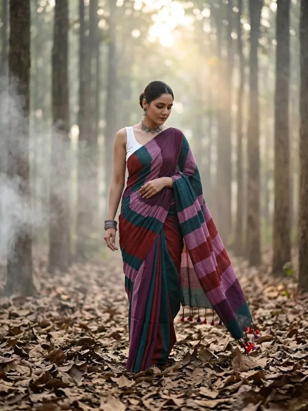 Earthloom_Handdyed_Khadi_Cotton_Saree_Radiant