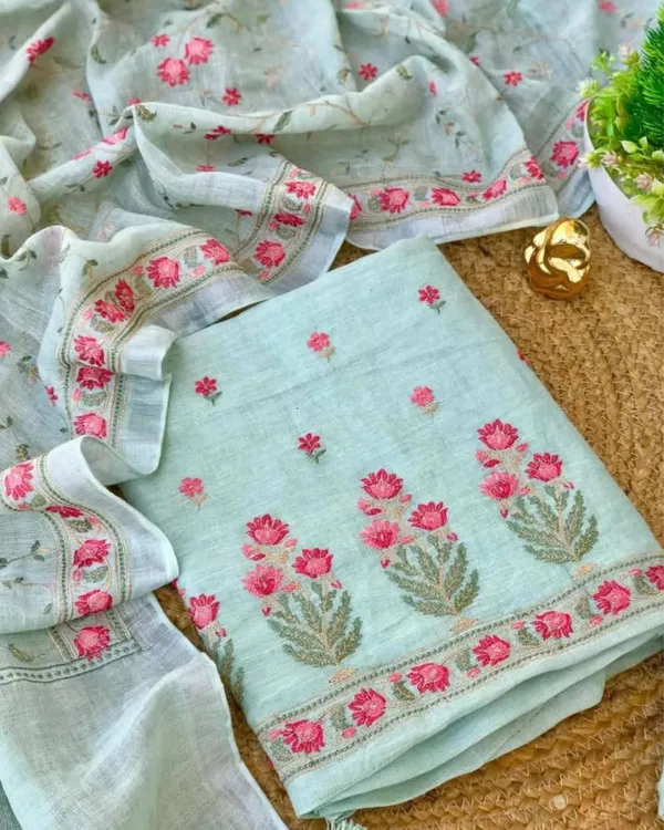 Gulmohar_Blue_Pure_Linen_Embroidered_Suit_Piece